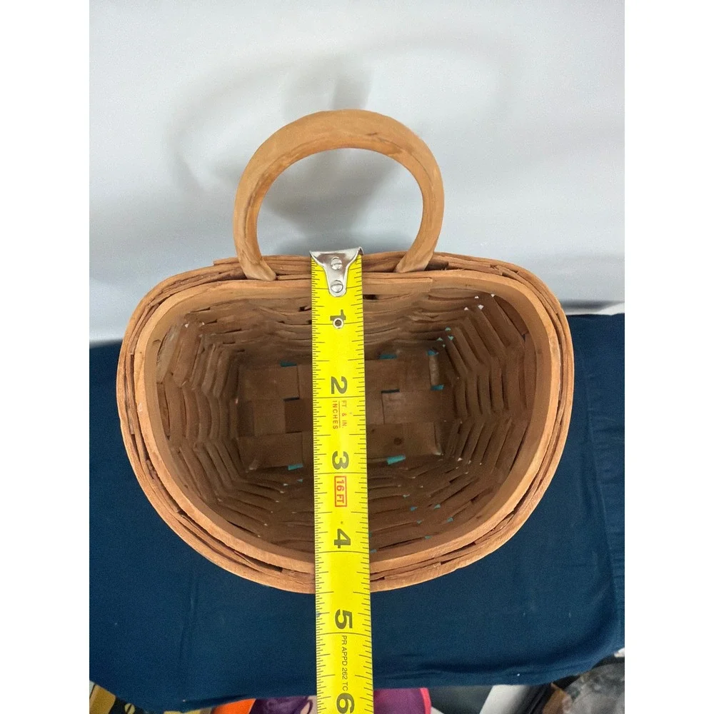 Vtg Longaberger Woven Wood Splint Hanging Wall Basket Pocket Farmhouse Decor